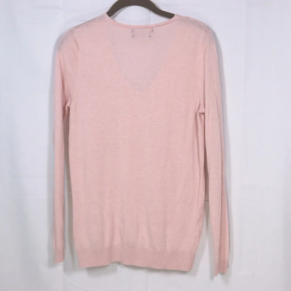 Mango V-Neck Sweater Womens‎ Small Pink Cashmere Lightweight Basics Knit